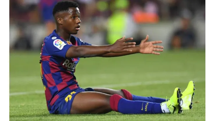 Ansu Fati durante un encuentro de LaLiga con el Fútbol Club Barcelona.