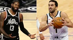 Paul George y Facundo Campazzo