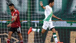 El festejo de Juan Pablo Álvarez en el gol.