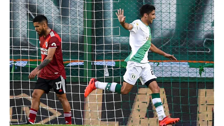 El festejo de Juan Pablo Álvarez en el gol.