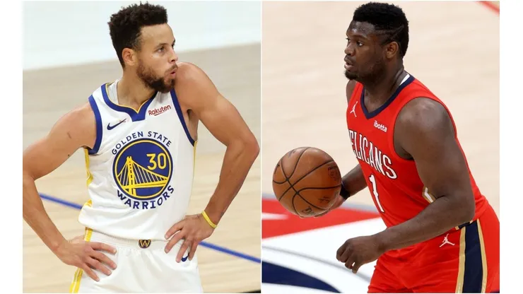 Stephen Curry y Zion Williamson