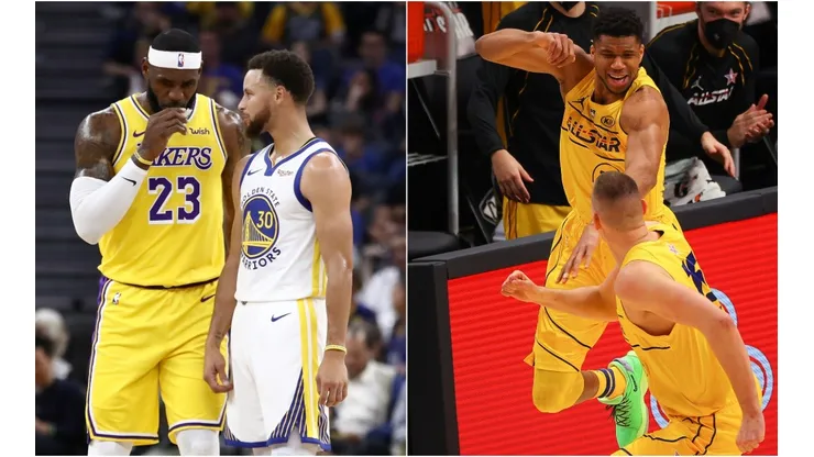 LeBron James, Stephen Curry, Giannis Antetokounmpo y Nikola Jokic