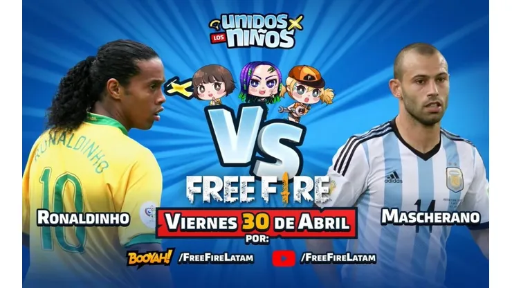 Ronaldinho y Mascherano jugarán Free Fire en directo este viernes por una causa noble