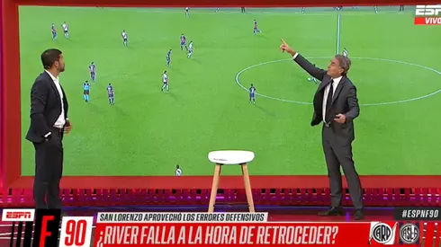 Ruggeri hizo calentar a Seba Domínguez con el análisis de una jugada de River - San Lorenzo