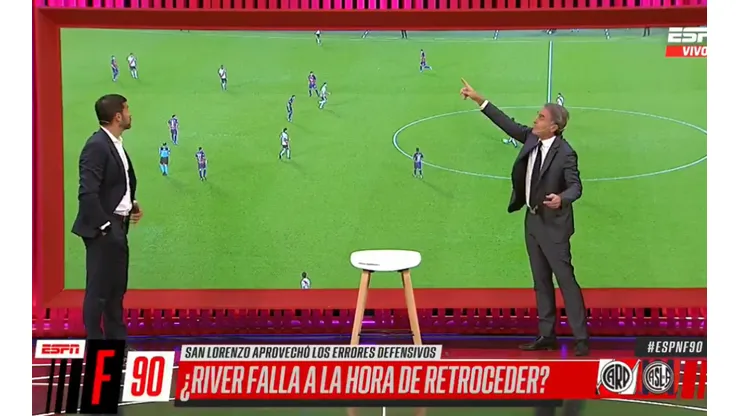 Ruggeri hizo calentar a Seba Domínguez con el análisis de una jugada de River - San Lorenzo