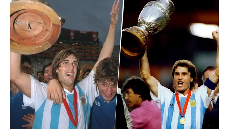 Batistuta y Ruggeri levantando la Copa América 1993 en Ecuador (Foto: Getty Images)