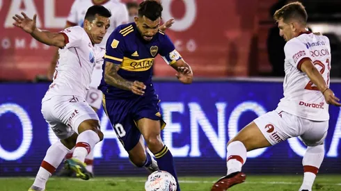 Carlos Tevez durante el triunfo de Boca.
