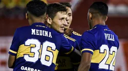 El festejo de los jugadores de Boca en el 1-0.