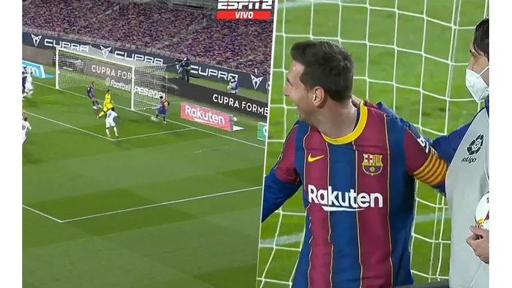 Messi tiró una pared con el palo y gol: terminó abrazado al alcanzapelotas