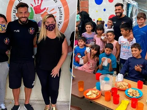 Como no viajó a Bolivia, Tevez participó de un acto solidario
