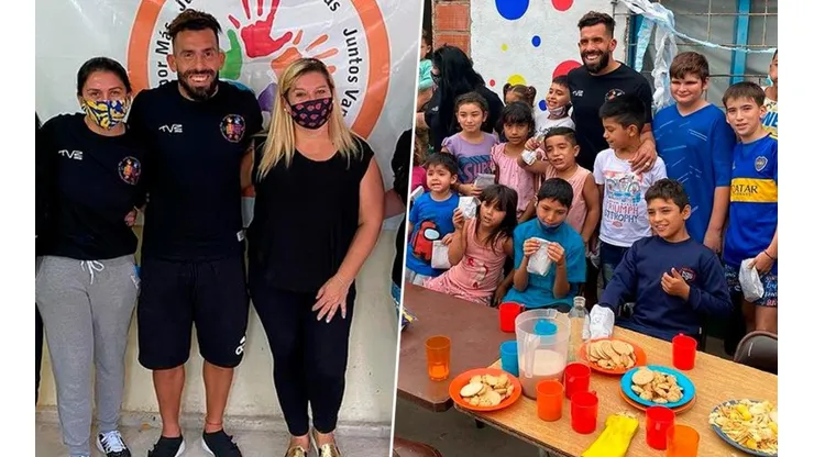 Como no viajó a Bolivia, Tevez participó de un acto solidario