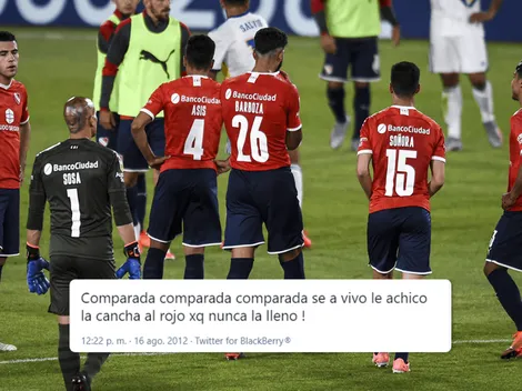 Tuit del 2012: juega en el Rojo pero se burló porque no llenaban la cancha