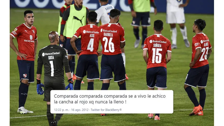 Tuit del 2012: juega en el Rojo pero se burló porque no llenaban la cancha