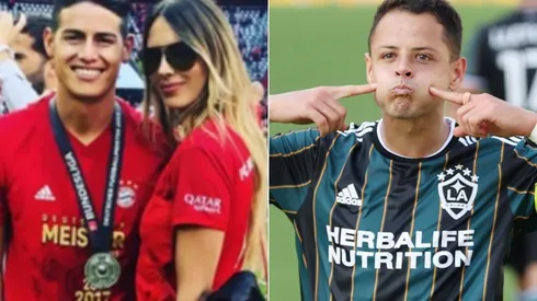James Rodríguez, Shannon de Lima y Chicharito Hernández (Foto: @shadelima y Getty)