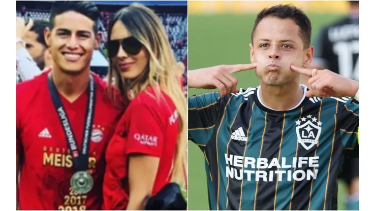 James Rodríguez, Shannon de Lima y Chicharito Hernández (Foto: @shadelima y Getty)