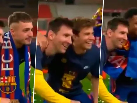 Video: Messi se quedó quieto y todos los 'jóvenes' del Barcelona se sacaron fotos con él