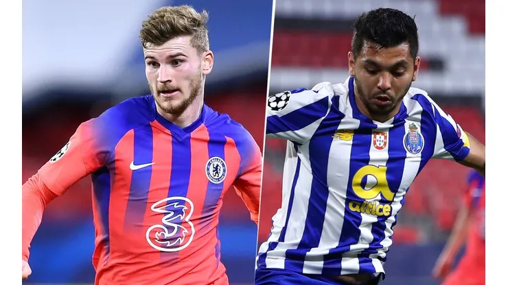Timo Werner yJesús Corona, UEFA Champions League (Fotos: Getty Images)