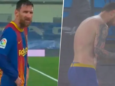 Video: Messi temblaba de frío y tuvo que salir de la cancha para sacarse la camiseta mojada