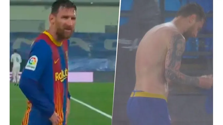 Video: Messi temblaba de frío y tuvo que salir de la cancha para sacarse la camiseta mojada
