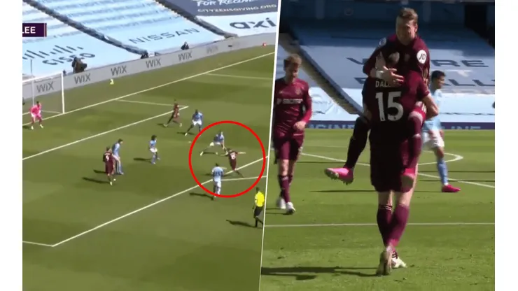 El Leeds probó por primera vez al arco y el City sacó del medio: golazo de Dallas