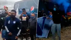 Hinchas y jugadores de Millos cantando en la previa al clásico capitalino