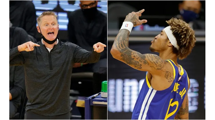 Steve Kerr y Kelly Oubre Jr.
