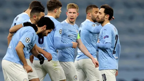 El festejo de los jugadores de Manchester City.