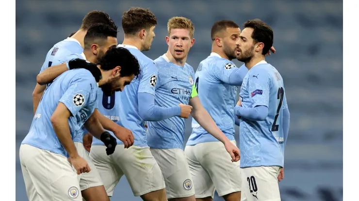 El festejo de los jugadores de Manchester City.