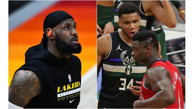 LeBron James, Giannis Antetokounmpo y Zion Williamson