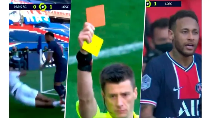 Expulsaron a Neymar con PSG: el árbitro cobró lateral y él le pegó a un rival