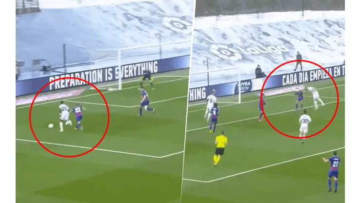 Video: Vinicius desbordó bajo diluvio y Benzema puso el 2 a 0 para el Real Madrid