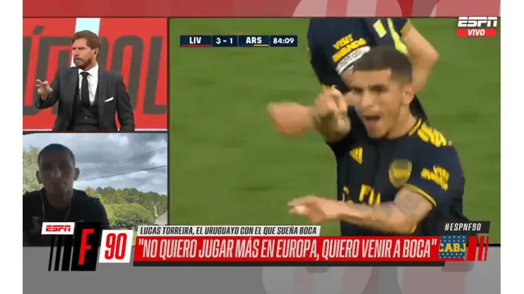 Torreira a Vignolo en F90: "No quiero jugar más en Europa, quiero venir a Boca"