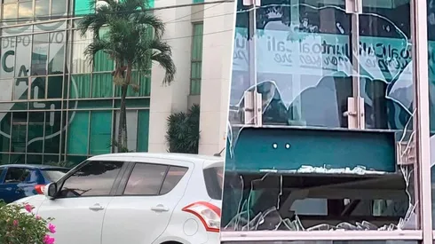 Así quedó la sede del Deportivo Cali tras ser atacada por hinchas con piedras.