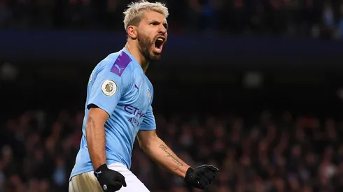 Sergio Agüero gritando un gol en Manchester City, una imagen repetida.