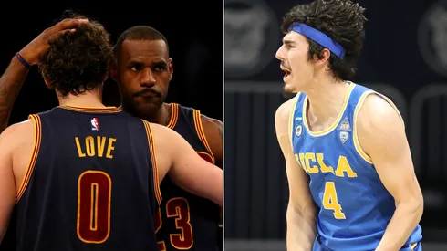 Kevin Love, LeBron James y Jaime Jaquez Jr.