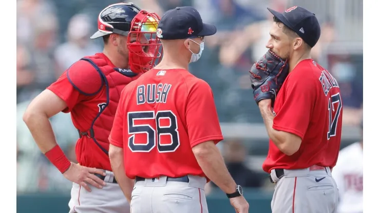 Dave Bush, Kevin Plawecki y Nathan Eovaldi