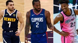 Facundo Campazzo, Kawhi Leonard y Jimmy Buttler