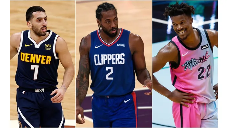 Facundo Campazzo, Kawhi Leonard y Jimmy Buttler