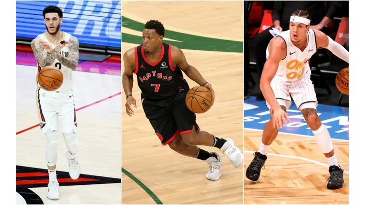 Lonzo Ball, Kyle Lowry y Aaron Gordon
