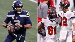 Russell Wilson, Antonio Brown y Tom Brady