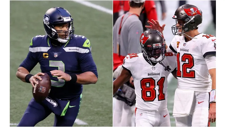 Russell Wilson, Antonio Brown y Tom Brady