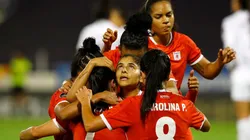 América de Cali femenino disputando la gran final de la Copa Libertadores Femenina 2021 ante Ferroviaria.