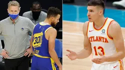 Steve Kerr, Stephen Curry y Bogdan Bogdanovic