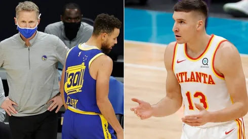 Steve Kerr, Stephen Curry y Bogdan Bogdanovic