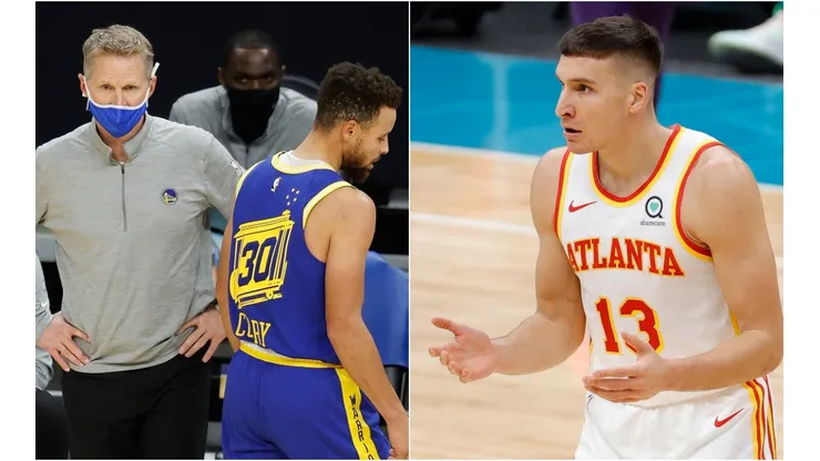 Steve Kerr, Stephen Curry y Bogdan Bogdanovic