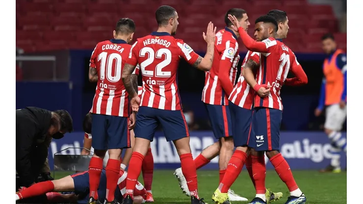 El festejo de los jugadores de Atlético de Madrid.