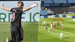 Video: a Benzema le dieron un metro, la puso al lado del palo y destrabó el partido ante el Celta