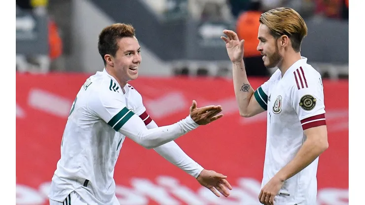 Sebastián Córdova celebra su gol con México Sub-23