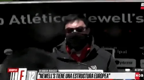 Burgos dijo que Newell's "es Europa" y al rato se le cayó un cartel en la cabeza
