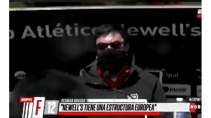 Burgos dijo que Newell's "es Europa" y al rato se le cayó un cartel en la cabeza